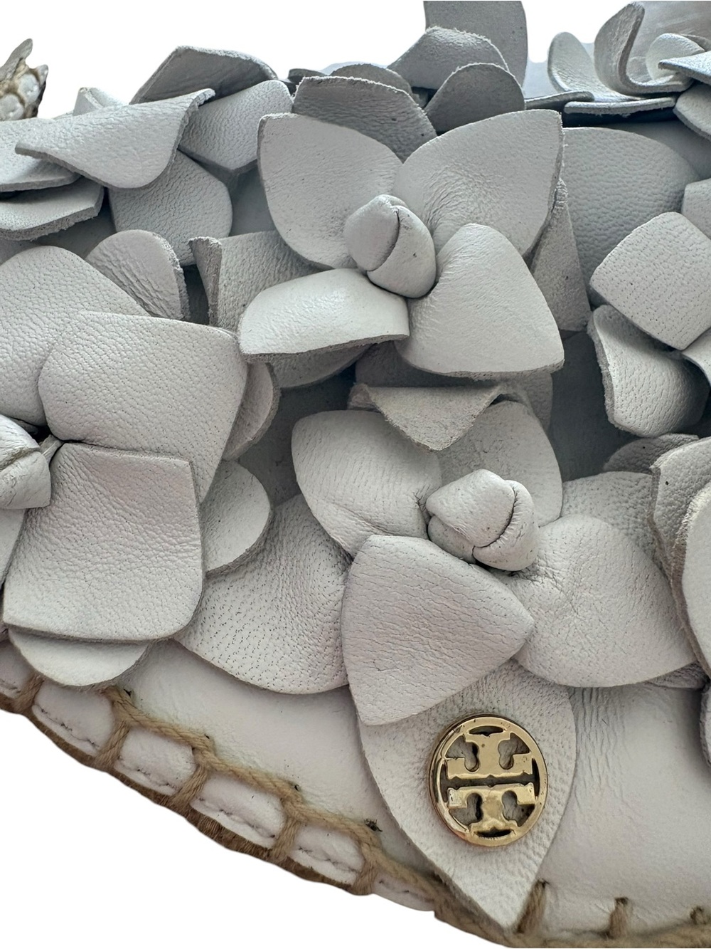 Tory Burch White Floral Leather Espadrille Flats - Picture 5 of 8